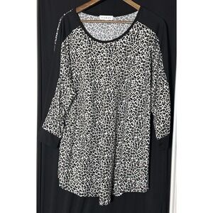 Stem And Vine Womens Top‎ 3X Animal Print Plus Size Soft Stretch